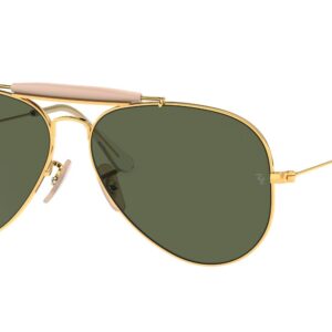 Ray-Ban RB3029 Outdoorsman II Aviator Sunglasses, Gold Rose/G-15 Green, 62 mm