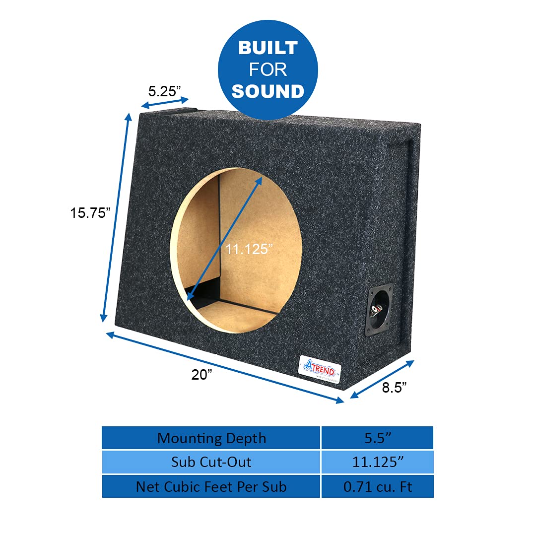 Bbox Single Vented 12 Inch Subwoofer Box - Universal Wedge Truck Enclosure - Premium Subwoofer Box Improves Audio Quality, Sound & Bass - Car Subwoofer Boxes & Enclosures with Nickel Finish Terminals