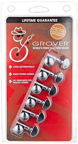 Grover 406C6 Rotomatic Mini 6 in Line Self Locking Machine Heads, Chrome