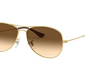 Ray-Ban Men's RB3362 Cockpit Aviator Sunglasses, Gold/Clear Gradient Brown, 59 mm + 1