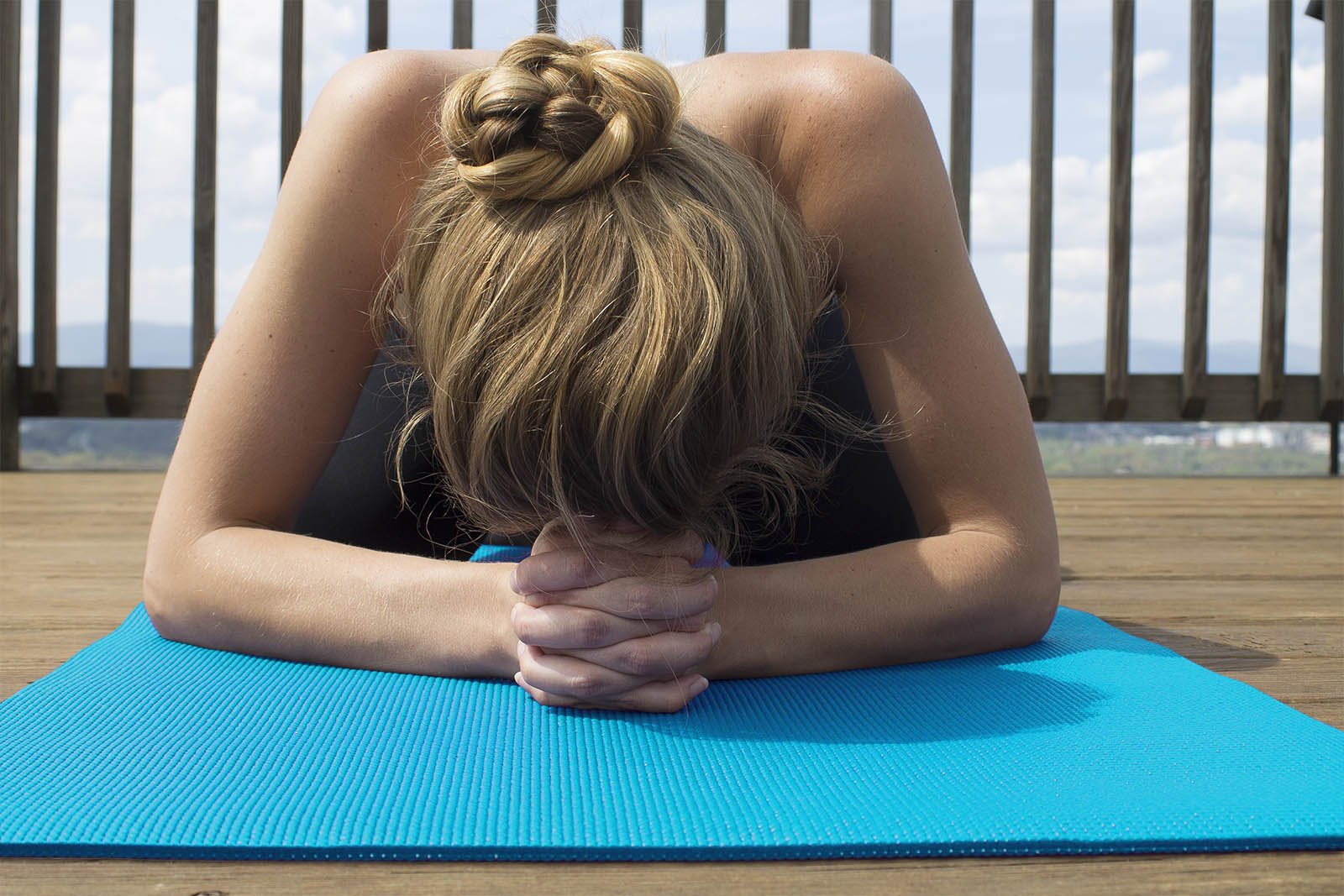 YogaAccessories 1/4" Thick High-Density Deluxe Non-Slip Exercise Pilates & Yoga Mat, Light Blue