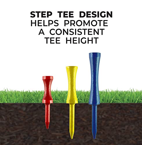 Pride Professional Tee System Two Piece Step Tee, 50 Count, 2-3/4 inch (Yellow)