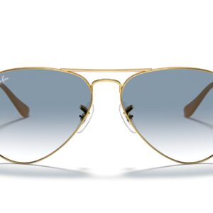 Ray-Ban RB3025 Classic Aviator Sunglasses, Gold/Clear Gradient Blue, 55 mm