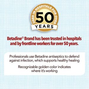 Betadine Antiseptic Liquid First Aid Solution, Povidone-iodine 10%, Infection Protection, Kills Germs In Minor Cuts Scrapes And Burns, No Sting Promise, No Alcohol or Hydrogen Peroxide, 8 FL OZ