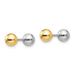 14K Two Tone Gold Reversible Ball Screw Earrings