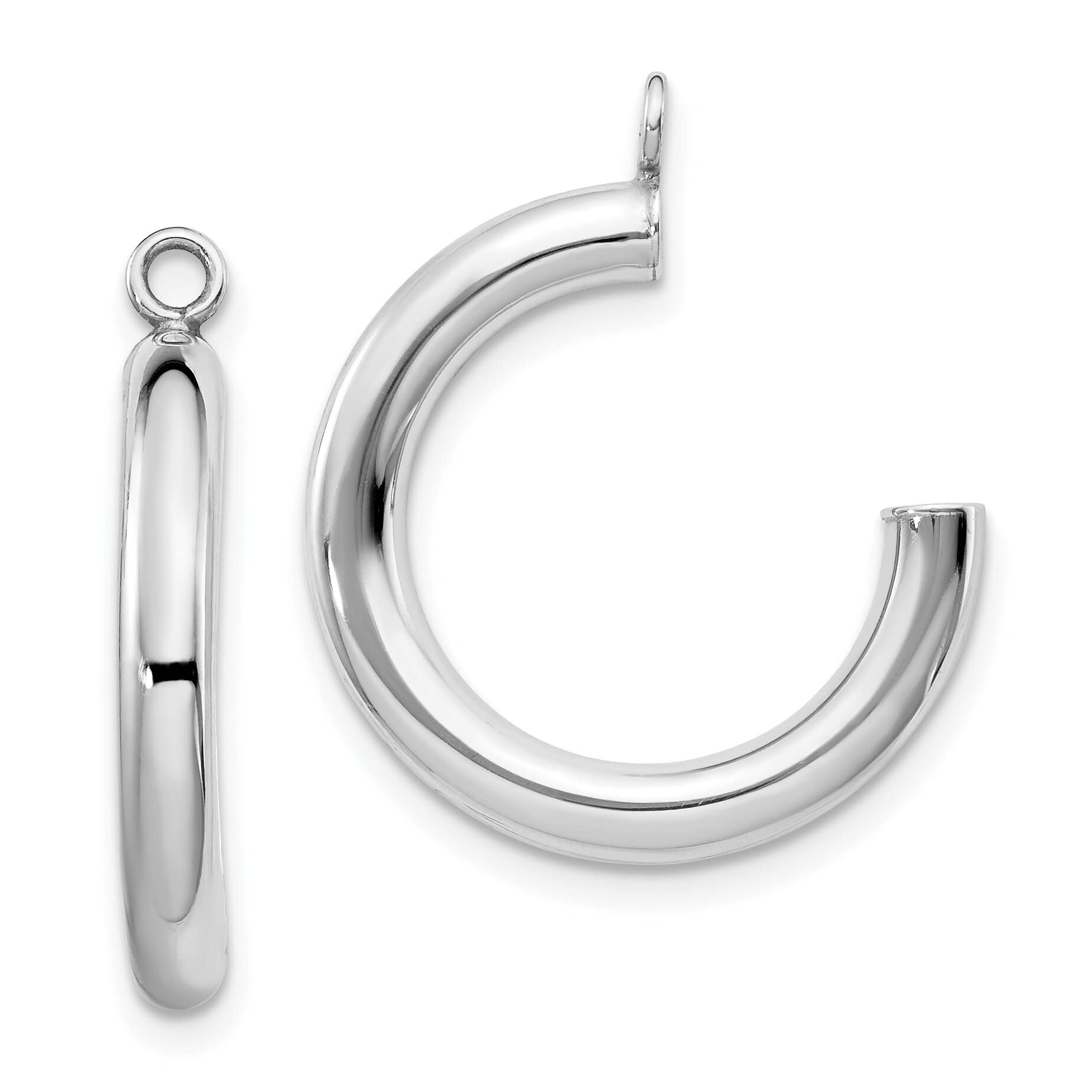 14K White Gold Tube Hoop Earring Jackets Jewelry