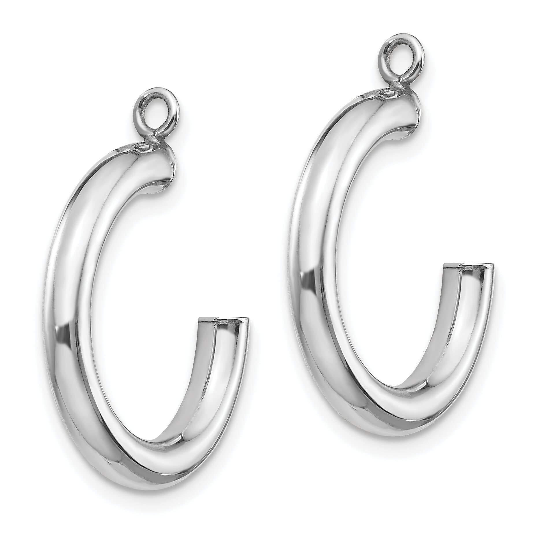 14K White Gold Tube Hoop Earring Jackets Jewelry