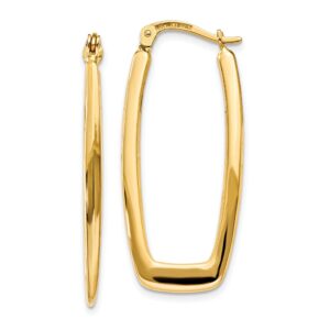 14K Yellow Gold Rectangle Hoop Earrings Jewelry