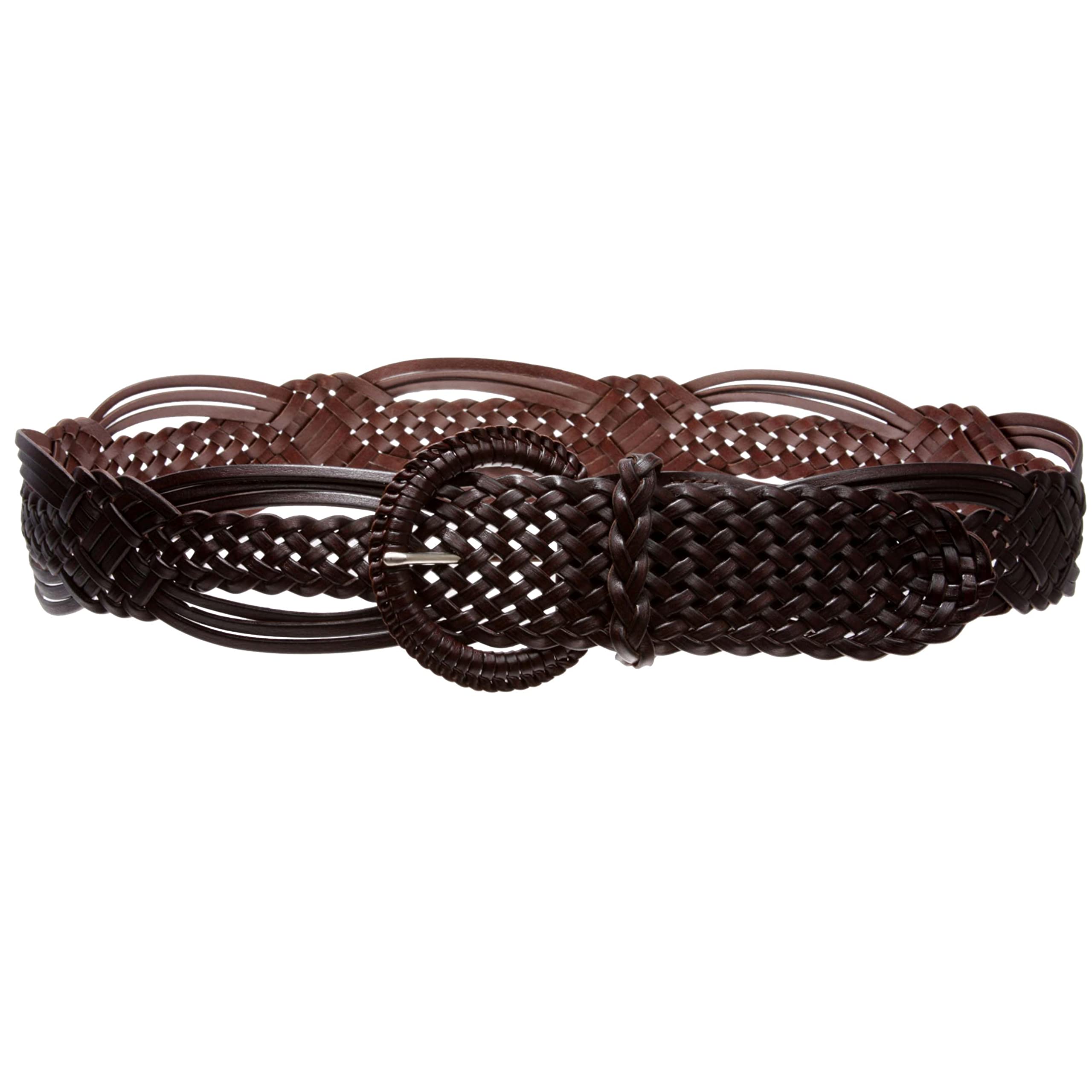 2" (50 mm) Genuine Leather Braided Woven Belt, Brown | L/XL