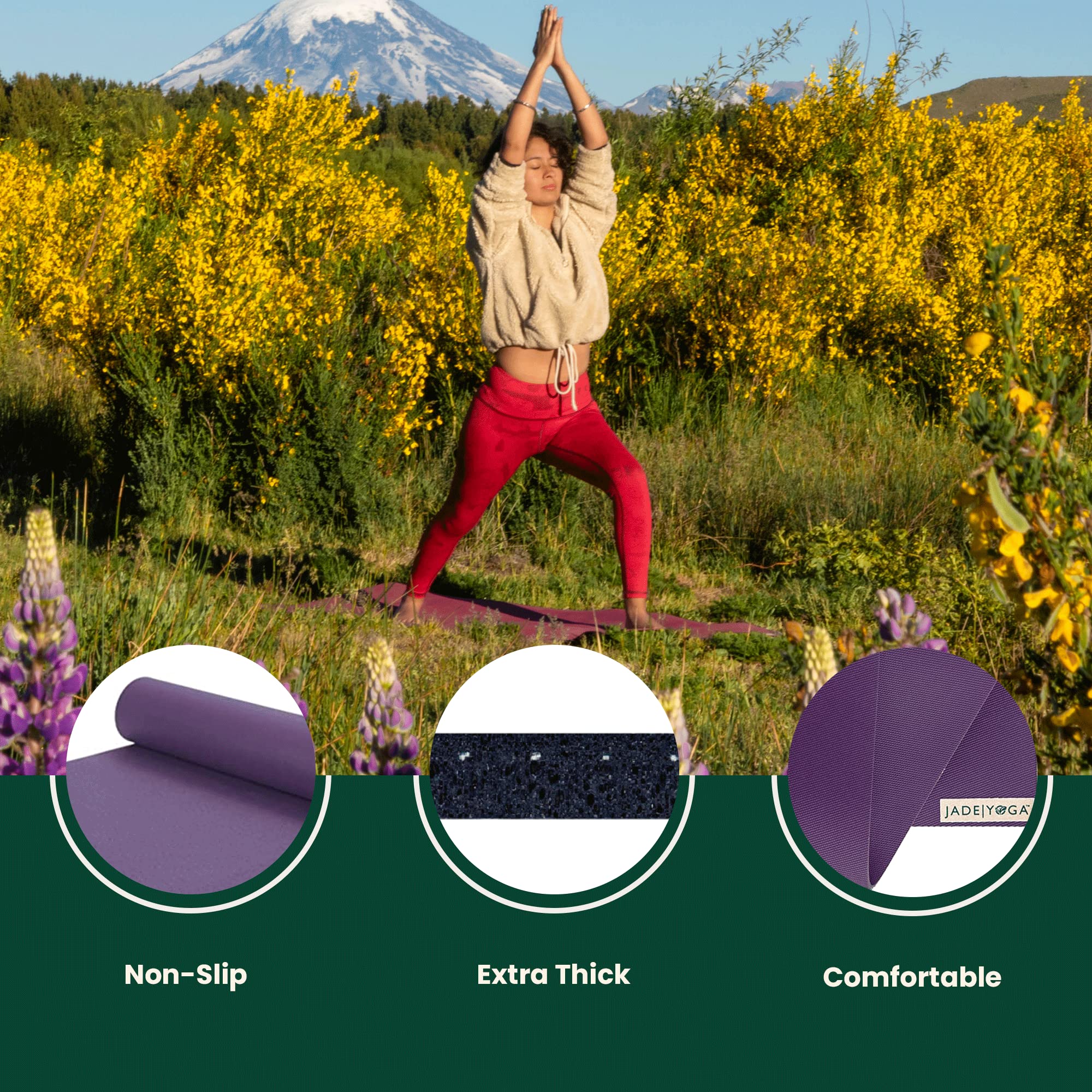 Jade Fusion Yoga Mat, Luxurious Comfort & Sturdy Workout Mats for Home Gym, 68" Yoga Mat Thick, Non-Slip Workout Mat with Extra Strong Grip, US Made Purple Yoga Mats