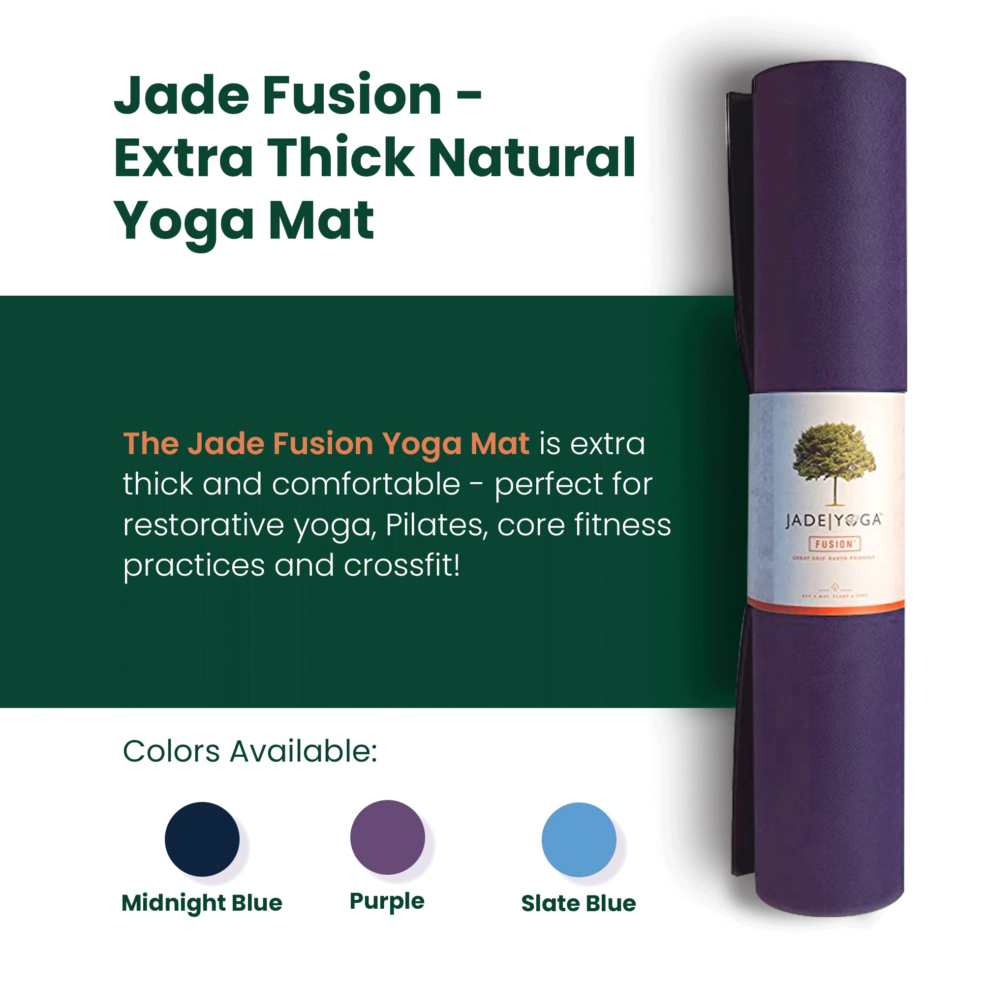 Jade Fusion Yoga Mat, Luxurious Comfort & Sturdy Workout Mats for Home Gym, 68" Yoga Mat Thick, Non-Slip Workout Mat with Extra Strong Grip, US Made Purple Yoga Mats