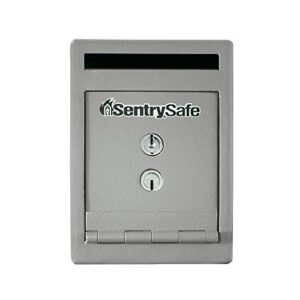 sentrysafe depository safe with dual key lock, steel drop slot safe for offices and businesses, stores cash, money, 0.23 cubic feet, 8.5 x 6 x 12.3 inches, uc-025k