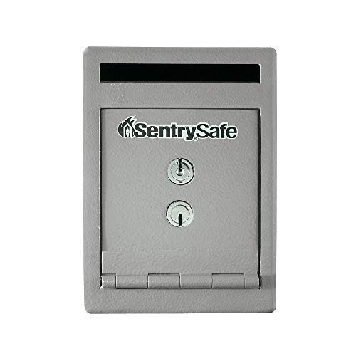 SentrySafe Depository Safe with Dual Key Lock, Steel Drop Slot Safe for Offices and Businesses, Stores Cash, Money, 0.23 Cubic Feet, 8.5 x 6 x 12.3 Inches, UC-025K