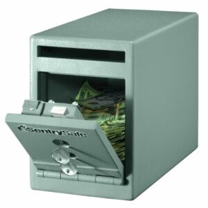 SentrySafe Depository Safe with Dual Key Lock, Steel Drop Slot Safe for Offices and Businesses, Stores Cash, Money, 0.23 Cubic Feet, 8.5 x 6 x 12.3 Inches, UC-025K