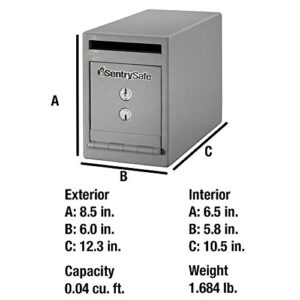 SentrySafe Depository Safe with Dual Key Lock, Steel Drop Slot Safe for Offices and Businesses, Stores Cash, Money, 0.23 Cubic Feet, 8.5 x 6 x 12.3 Inches, UC-025K