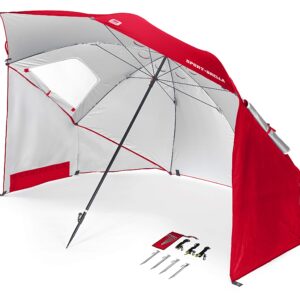 Sport-Brella Vented SPF 50+ Sun and Rain Canopy Umbrella for Beach and Sports Events (8-Foot, Red)