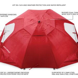 Sport-Brella Vented SPF 50+ Sun and Rain Canopy Umbrella for Beach and Sports Events (8-Foot, Red)