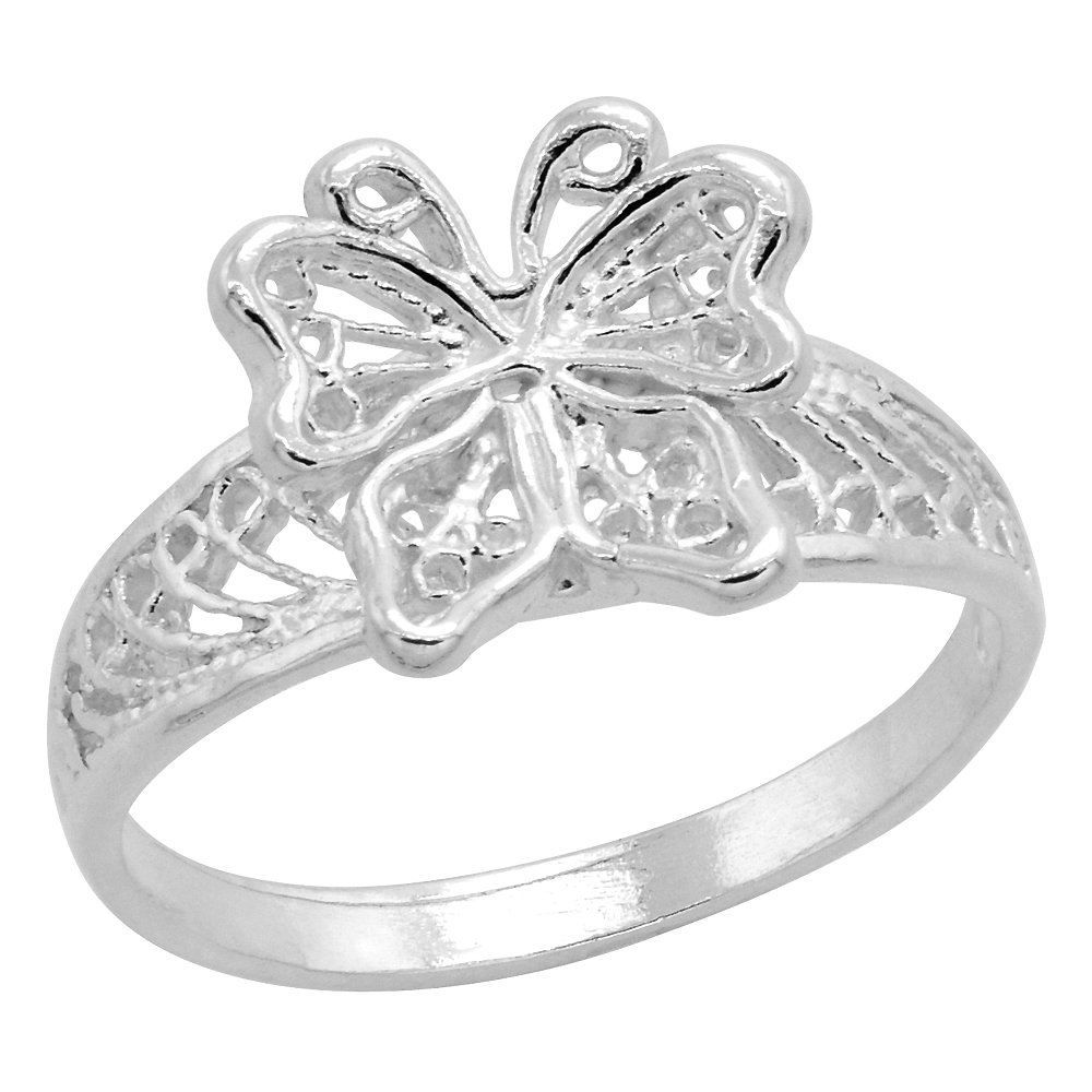 Sterling Silver Butterfly Filigree Ring, 3/8 inch, size 8