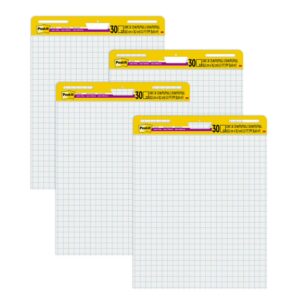 post-it super sticky easel pad, great for virtual teachers and students, 25 x30 inches, white with grid, 30 sheets/pad, 4 pads/pack (560 vad 4pk)