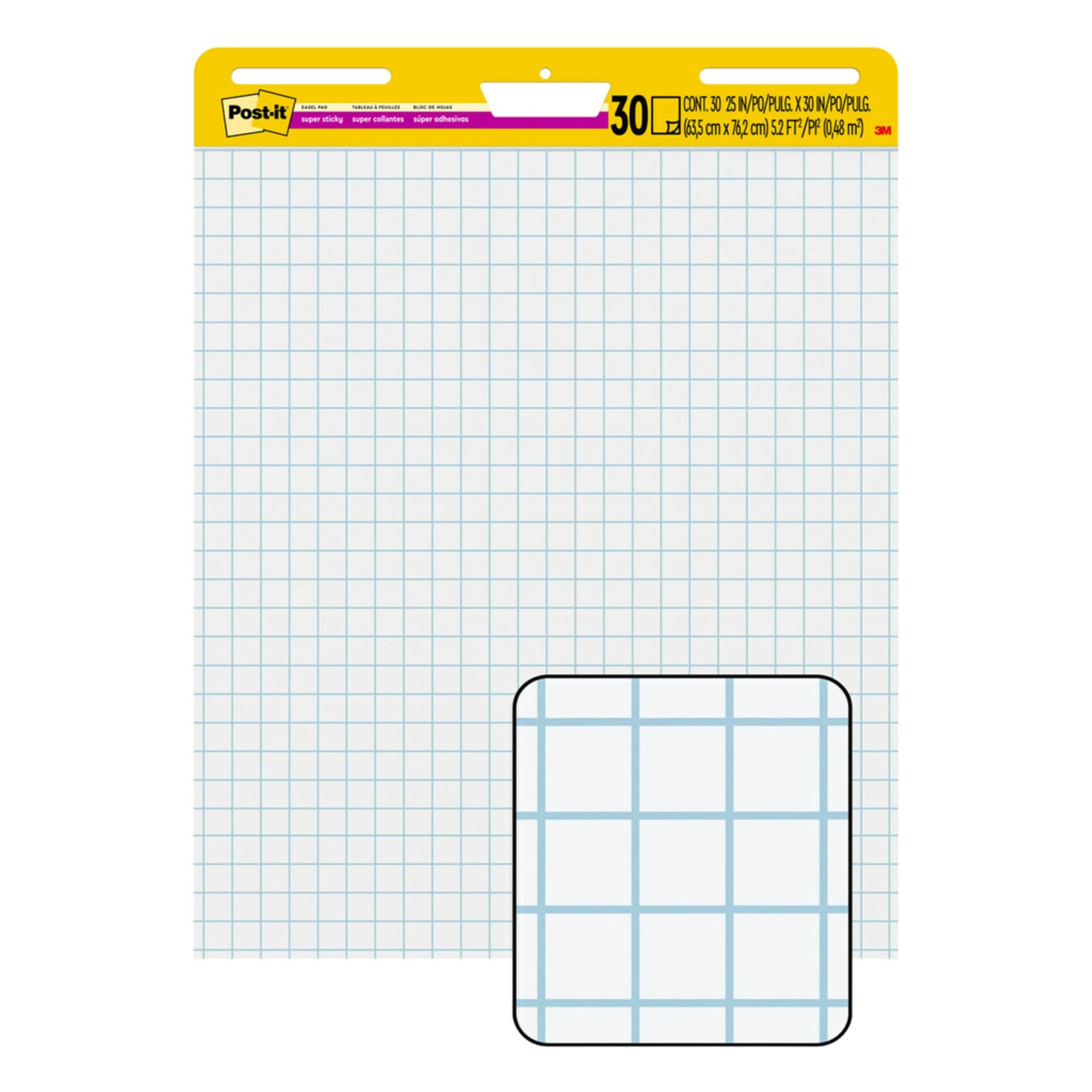 Post-it Super Sticky Easel Pad, Great for Virtual Teachers and Students, 25 x30 Inches, White with Grid, 30 Sheets/Pad, 4 Pads/Pack (560 VAD 4PK)