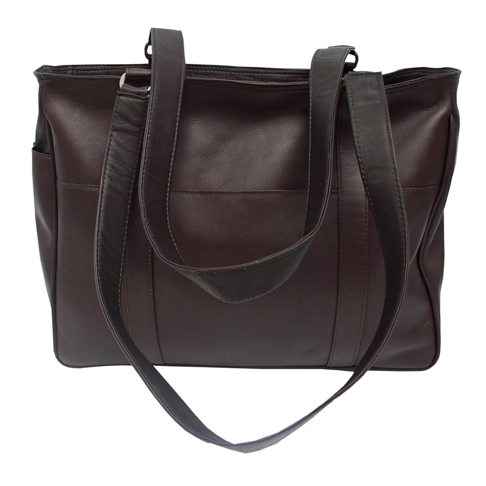 Piel Leather Small Shopping Bag, Chocolate, One Size