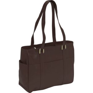 Piel Leather Small Shopping Bag, Chocolate, One Size