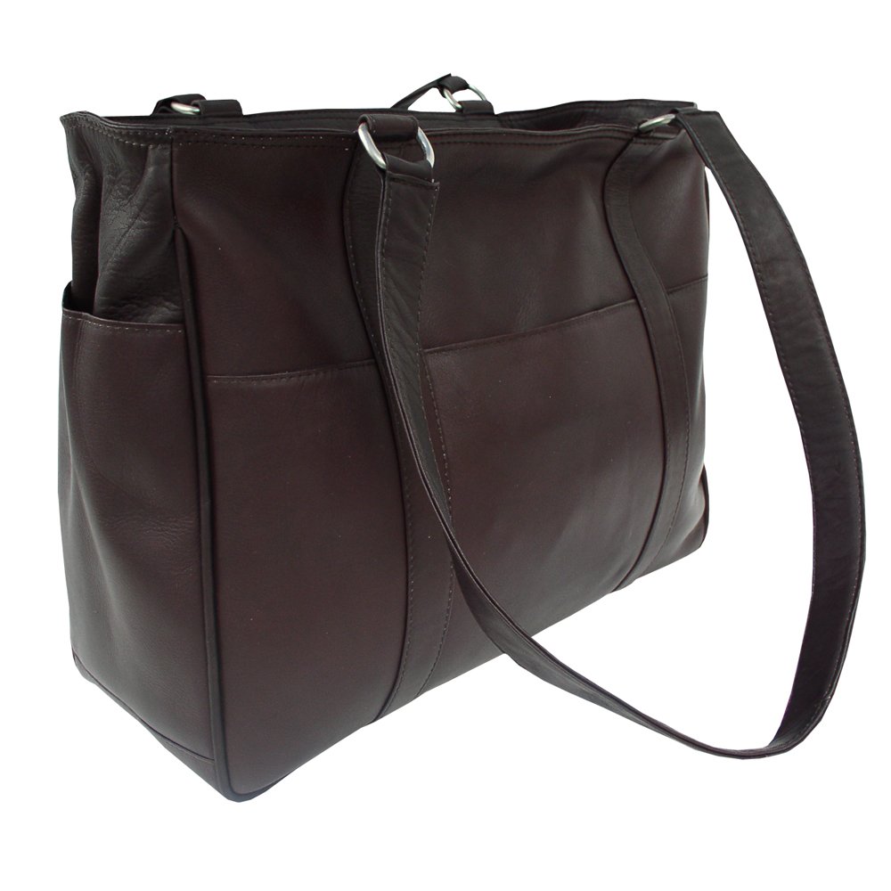 Piel Leather Small Shopping Bag, Chocolate, One Size