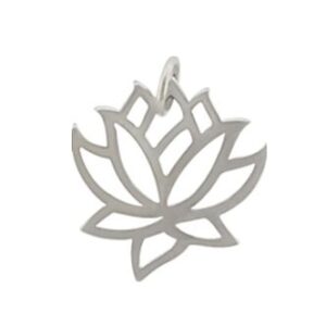 pretty cut out design small lotus flower pendant in sterling silver 5/8", 8357