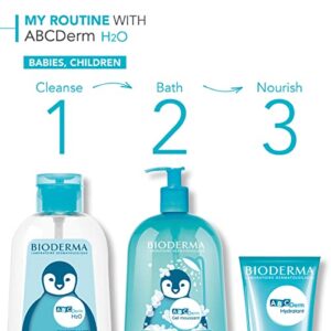 Bioderma ABCDerm H2O - Baby Skin Care - Micellar Cleansing Water for Babies and Kids, Blue, 33.8 Fl Oz