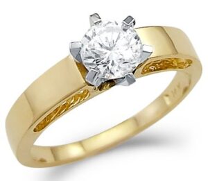 size- 4 - solid 14k gold solitiare engagement wedding cz cubic zirconia ring band new round cut 0.5 ct