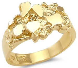 size- 8.5-14k solid yellow gold ladies mens nugget ring new band