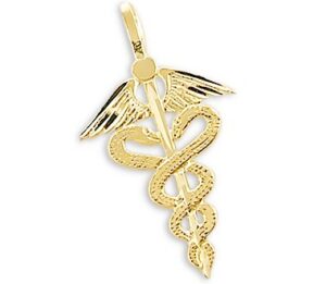 sonia jewels 14k yellow gold rn medical caduceus charm pendant new