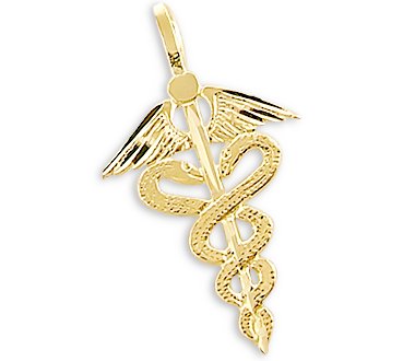 Sonia Jewels 14k Yellow Gold RN Medical Caduceus Charm Pendant NEW