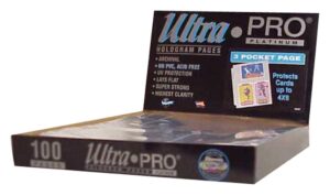 ultra pro 3-pocket platinum page for 4" x 6" photos 100 ct., white