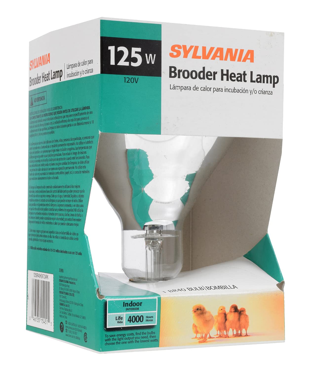 SYLVANIA Brooder Heat Lamp Light Bulb, BR40, 125W (15451)