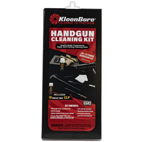 Kleenbore Gun Care Classic Cleaning Kit, for 40/41/10MM Handgun, with Storage Box K220A, blk.40/.41/10mm