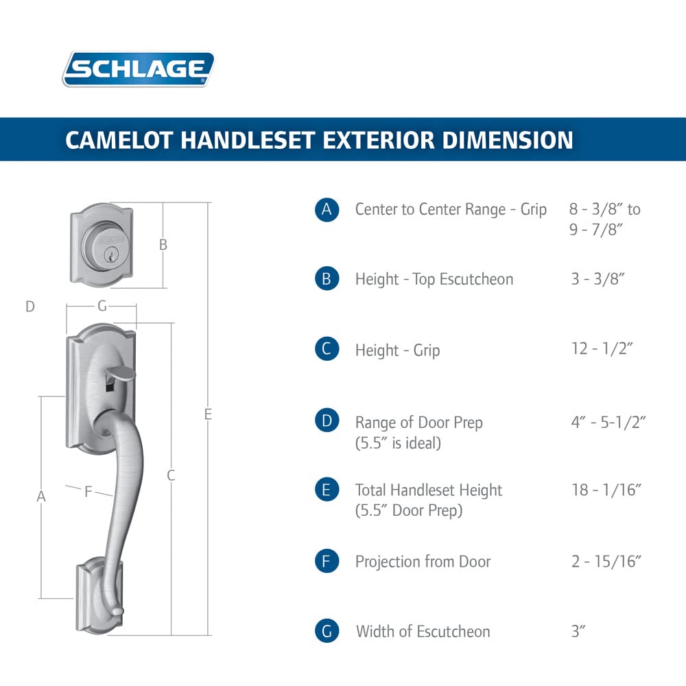 Schlage FE365CAM619GEO Schlage FE365-CAM-GEO Camelot Electronic Handleset with Georgian Knob