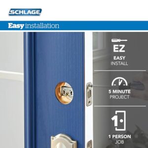 Schlage FB50N V GEO 505 B60 Single Cylinder Deadbolt and F51 Keyed Entry Georgian Knob Keyed Alike, Bright Brass Finish