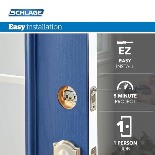 Schlage FB50N V GEO 505 B60 Single Cylinder Deadbolt and F51 Keyed Entry Georgian Knob Keyed Alike, Bright Brass Finish