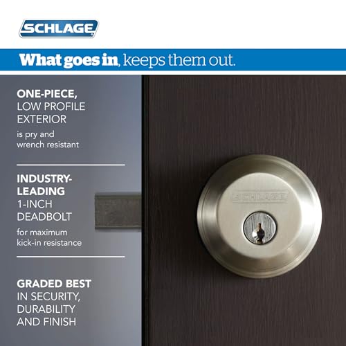 Schlage FB50N V GEO 505 B60 Single Cylinder Deadbolt and F51 Keyed Entry Georgian Knob Keyed Alike, Bright Brass Finish