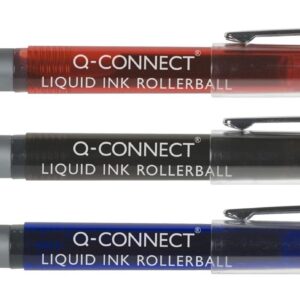 Q Connect 0.5mm Liquid Ink Rollerball Pen - Black (Pack of 10))