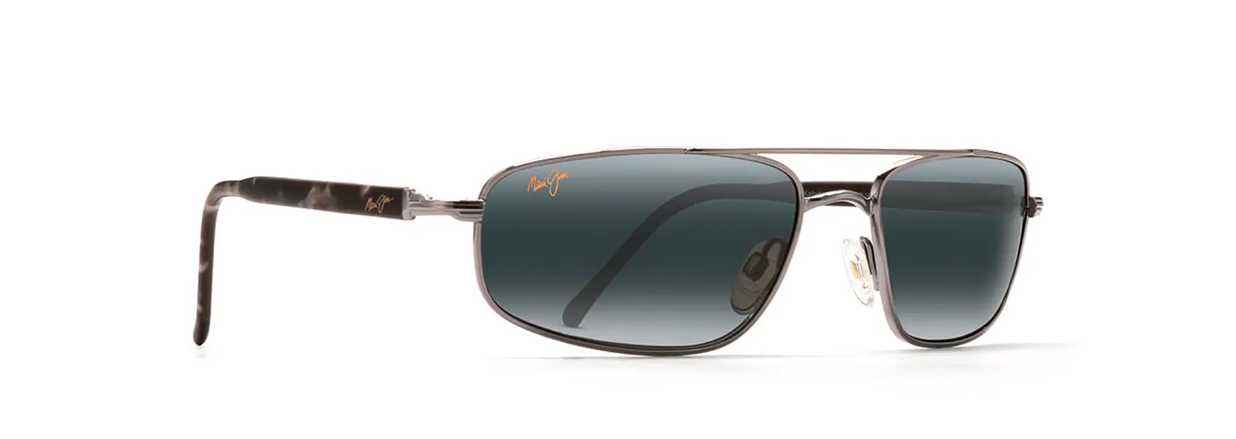 Maui Jim Men's Kahuna Polarized Rectangular Sunglasses, Gunmetal/Neutral Grey, Medium