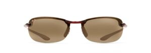 maui jim men's and women's makaha polarized rimless sunglasses, tortoise/hcl® bronze, medium