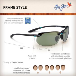 Maui Jim Men's and Women's Banyans Polarized Rimless Sunglasses, Gloss Black/Maui HT™, Large