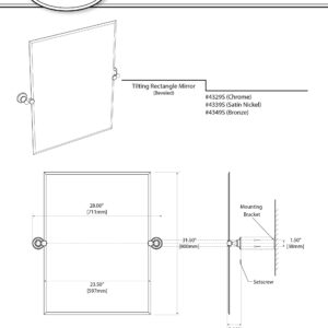 Gatco 4339S Tiara Rectangular Wall Mirror, Satin Nickel 31.5" x 28"