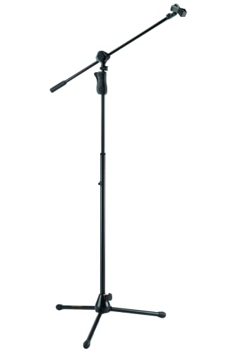 Hercules MS632B EZ Grip Tripod Microphone Stand W/2 in 1 Boom & Mic Clip, Black