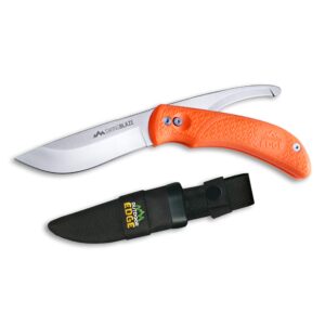 Outdoor Edge Swingblaze Double Blade Hunting Knife with Rotating Skinning & Gutting Blades, Nylon Sheath, (Blaze Orange, SZ-20NC)