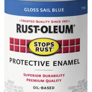 Rust-Oleum 7724502 Stops Rust Brush On Paint, 1 Quarts (Pack of 1), Gloss Sail Blue, 32 Fl Oz