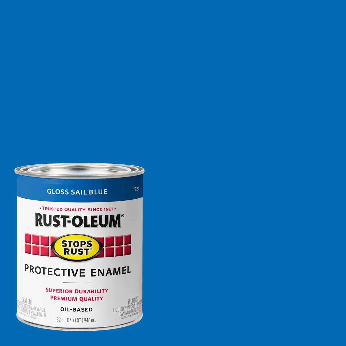 Rust-Oleum 7724502 Stops Rust Brush On Paint, 1 Quarts (Pack of 1), Gloss Sail Blue, 32 Fl Oz