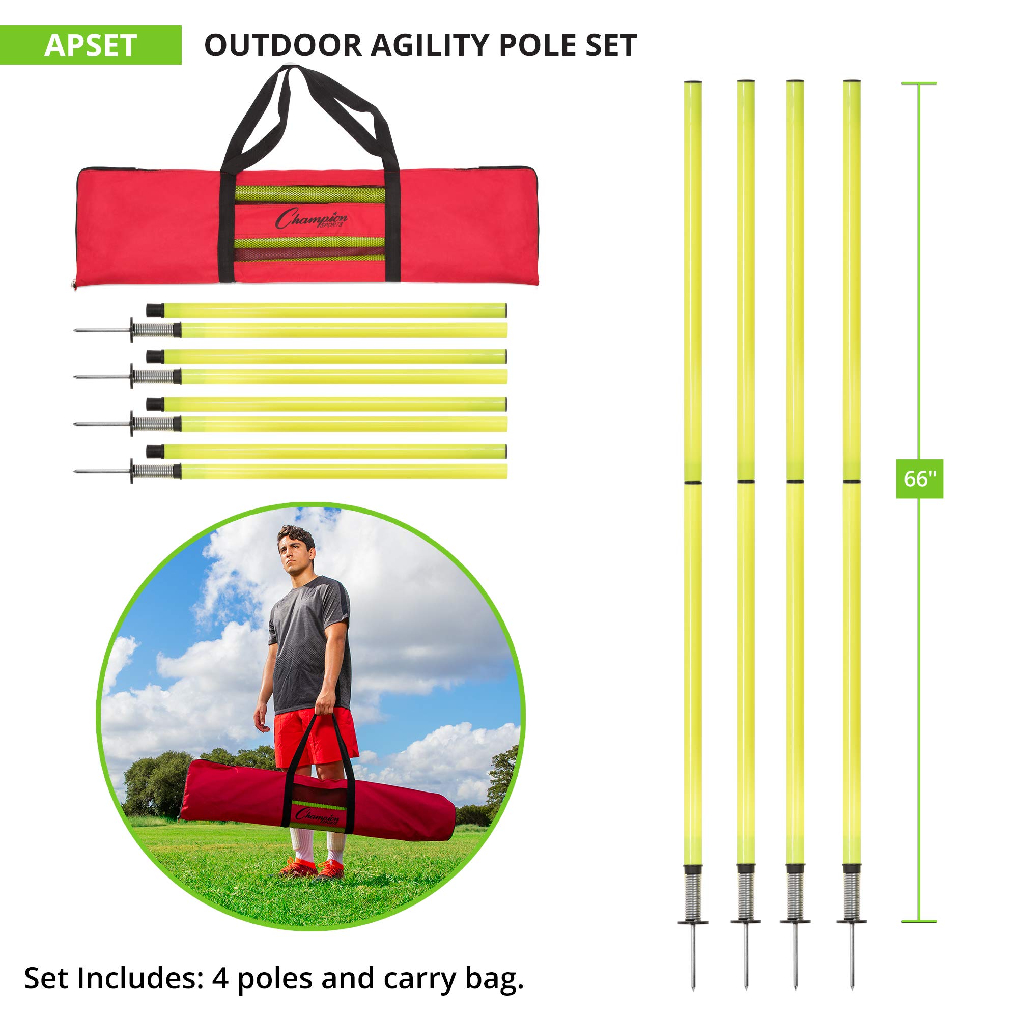 Champion Sports APSET Outdoor Agility Pole Set, Yellow